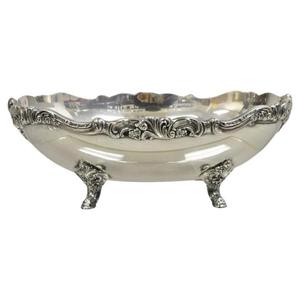 Bol décoratif en argent avec base sur pieds, bols de service en laiton pour les fêtes, accessoires de décoration de table, style américain - Product Image 1