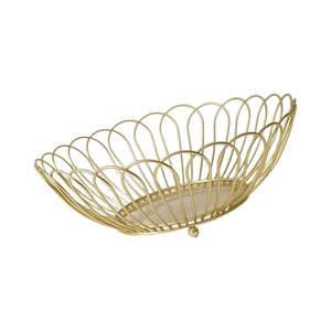 Corbeille à fruits en fil métallique doré avec support en bois, grande corbeille de rangement pour comptoir de cuisine, pour citrons, bananes, oignons - Product Image 6
