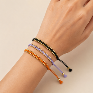 Bracelet en macramé ajustable fait main avec perles dorées, cordon tressé coloré, bijou d'amitié pour femme, tendance pour les soirées - Product Image 4