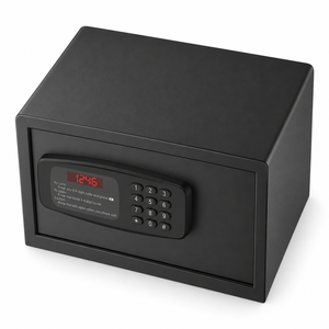 Small Black Digital Safe for Motel Valuables Automatic Door Opening Battery Powered Steel <b>Locker</b> for Wholesale Hotel Supply Bulk - Product Image 4