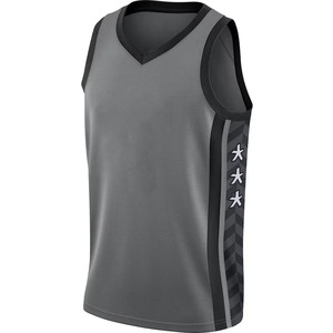 Maillot de basket personnalisé pour homme, col en V, sans manches, gris sublimé avec motif étoiles, évacuation de l'humidité, coupe classique - Product Image 6