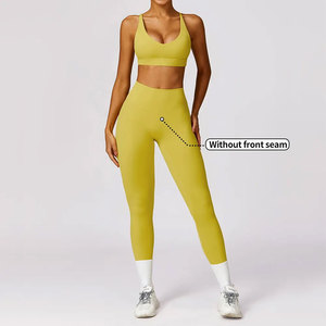 Ensemble de vêtements de yoga écologiques de qualité supérieure, 2 pièces, haut de sport à manches longues, tenue de sport, taille plus, ensembles de vêtements de yoga et de sport - Product Image 4