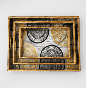 Custom MDF Enamel <b>Tray</b> Geometric Decorative <b>Serving</b> <b>Tray</b> OEM ODM Logo Design Custom Color Wholesale Manufacturer India - Product Image 3