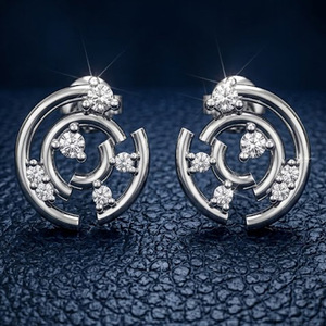 Boucles d'oreilles en or 14 carats avec diamants de laboratoire taille brillant |   Bijoux fins faits à la main tendance pour femmes RIZTA JEWELS |   Cadeau de fête - Product Image 3