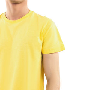 Camiseta Básica de Manga Corta con Cuello Redondo para Hombre, 100% Algodón, Corte Regular, Antiarrugas, Transpirable, Ecológica, Color Amarillo, Estilo Urbano - Product Image 5