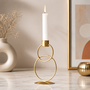 Porte-bougie décoratif moderne en métal doré pour bougie conique, idéal pour table à manger, salon, mariage et décoration intérieure - Product Image 1