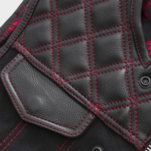 Chaleco de Motocicleta de Cuero para Hombre, Color Negro y Rojo, Estilo Stinger Hunt Club - Product Image 3