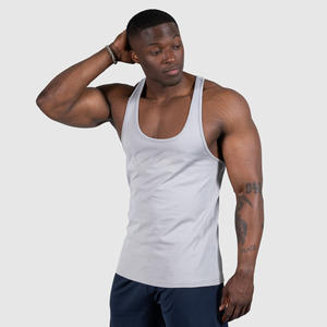 Camiseta sin mangas deportiva de algodón tejido para hombre, transpirable, de alta calidad, ecológica, con logotipo OEM personalizado, chaleco de gimnasio para hombre con pedrería. - Product Image 2
