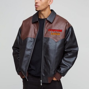 OEM Windproof High Quality <b>Men</b> Leather <b>Jacket</b> Wholesale Motorcycle Embroidery Logo <b>Baseball</b> College Coat - Product Image 1