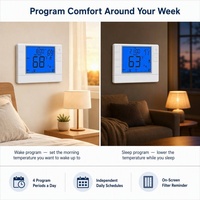 Thermostat numérique programmable 4 périodes, 7 jours, double transformateur 2H/2C, chauffage/refroidissement pour la maison (vente en gros)