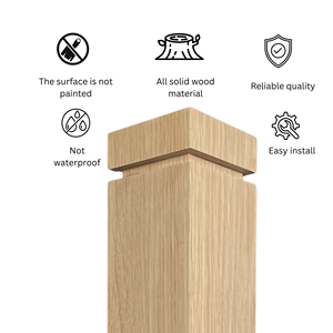 Poste de Escalera Cuadrado de Madera Maciza con Anclajes Metálicos y Tapas de Madera para Instalación de Escaleras - Product Image 1