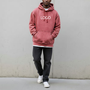 Sweat-shirts surdimensionnés personnalisés pour hommes, grande taille, à épaules tombantes, effet délavé, broderie 3D, pull-over épais pour l'hiver - Product Image 1