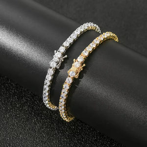 RAMDUT IMPEX Bracelet Tennis Hiphop en Moissanite, Coupe Ronde Épaisse, Scintillant, Unisexe, Certifié GRA, Grande Pierre, Fermoir de Sécurité - Product Image 3