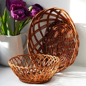 Set 2 Old <b>Bread</b> Fruit <b>Baskets</b> Handmade Eco-Friendly Storage <b>Baskets</b> Natural Rattan Modern Multifunction Artex Green Earth Made - Product Image 2