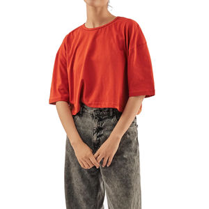 T-shirt court personnalisé pour femme avec logo, en coton respirant, manches courtes, style décontracté estival, avec taille et logo personnalisés - Product Image 4