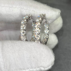 <b>Charm</b> <b>Earring</b> In VVS Moissanite Diamond 925 Silver <b>Hoop</b> <b>Earrings</b> Iced Out Round Cut Fashion Jewelry <b>For</b> Women Gift Luxury Trendy - Product Image 2