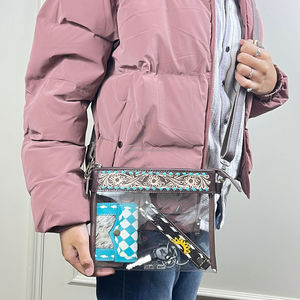 Sac à bandoulière transparent en PVC de luxe, style western en cuir véritable, sac à main transparent approuvé pour les stades - Product Image 4