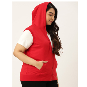 Hoodie sans manches en polaire premium pour un style de vie actif et une mode streetwear décontractée avec poche pour femme - Product Image 3