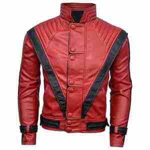 Men <b>Red</b> Genuine Leather Canvas <b>Jacket</b> Stand Collar Moto Biker Style Button Closure Slim Fit Winter Wear Front <b>Waterproof</b> - Product Image 1