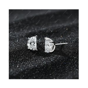 Pendientes de Botón de Plata de Ley 925 Chapados en Oro Fino con Diamante Cultivado en Laboratorio de 3 Quilates, DEF VVS VS, Certificado GIA IGI, Regalo para Él y Ella - Product Image 1