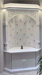 Templo de Mármol Mandir Tallado a Mano con Patrón Vertical, Diseño Indio, Altar Decorativo para el Hogar, Forma Irregular - Product Image 6