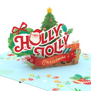 Merry Christmas 3D Pop up Card with Envelope for End Year Gift Happy Holly Joly in Nature Handmade Card Santa Clause. - Product Image 3