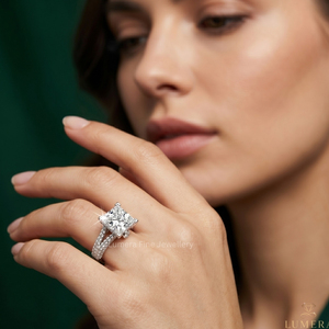Anillo de Compromiso de Diamantes de Corte Princesa de Lujo, Certificado por IGI, Chapado en Rodio, Oro de 9K-18K, Color Blanco D, Anillo de Boda para Mujer - Product Image 6