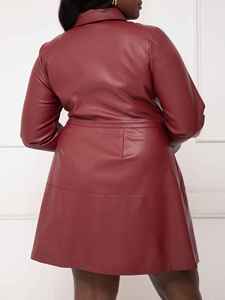 Manteau trench en cuir haut de gamme personnalisé pour femme, veste chemise boutonnée tendance automne, tenue de club en cuir PU pour femme - Product Image 4