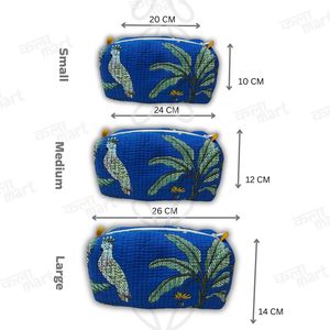 ชุดกระเป๋าเครื่องสำอางแบบมีเชือกผูก ผ้าฝ้ายลายควิลท์ สำหรับเดินทางและใช้ในชีวิตประจำวัน จำนวน 3 ใบ - Product Image 2