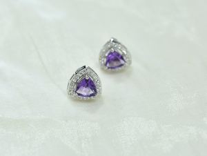 Amethyst <b>Stud</b> <b>Earrings</b> 925 Sterling Silver Gemstone <b>Earrings</b> - Product Image 1