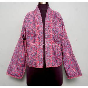 Veste matelassée Kantha en coton faite à la main avec manches longues, imprimé floral, pour femmes, hiver, vente en gros - Product Image 1
