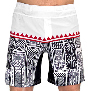 <b>Mens</b> Black <b>White</b> Tribal Print MMA <b>Shorts</b> Regular Fit Moisture Wicking Polyester Lightweight Training Sports <b>Shorts</b> for Mixed - Product Image 1