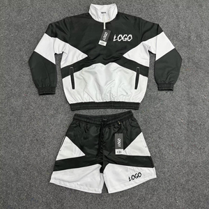 Wholesale Customized Two Piece Windbreaker Short Set Seasonal <b>Men's</b> Custom Windbreaker Shorts and <b>Jacket</b> Tracksuit - Product Image 5