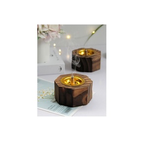 Elegante quemador de incienso de madera con cuenco de metal, soporte tradicional árabe para incienso, para fragancia y decoración del hogar. - Product Image 4