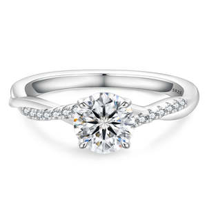 Elegant Design Moissanite Engagement <b>Ring</b> with Hypoallergenic 925 <b>Silver</b> Tarnish Resistant Finish for Fashion Jewelry Use - Product Image 3