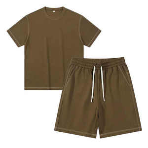 High Quality Men's Summer Solid Breathable Quick Dry Plus Size Two-Piece Polyester/Cotton High Street Style Shorts <b>Set</b> Twin 2026 - Product Image 4