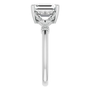 <b>Emerald</b> Cut Solitaire Moissanite <b>Ring</b> 925 Sterling <b>Silver</b> White Gold Plated Luxury Engagement Wedding Party <b>Ring</b> - Product Image 2