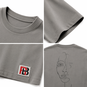 เสื้อยืดผู้ชายสีเทาขนาดใหญ่พิเศษ พิมพ์ลายหน้าคนแบบนามธรรม แขนสั้น คอกลม สไตล์ลำลอง สตรีทแวร์ ผลิตจากผ้าฝ้าย ทรงปกติ - Product Image 4