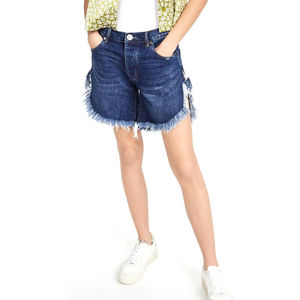Shorts en jean élégants pour femmes, 100% coton, taille haute, shorts en jean décontractés d'été, shorts en jean tendance style streetwear - Product Image 3