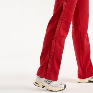 Pantalones Deportivos de Algodón Rojo para Mujer, Cintura Elástica, Bolsillos Laterales, Corte Holgado, Largos, Casuales, para Otoño - Product Image 5