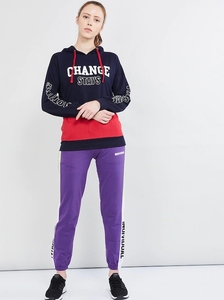 Sudadera con capucha para mujer, diseño de bloques de color, algodón, transpirable, con estampado de letras, ideal para otoño. - Product Image 5