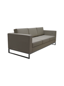 Sofá Cuadrado Moderno de Tres Plazas, Tapizado en Cuero PU, Respaldo Firme de Espuma, Brazos Rectos, Patas de Metal, Tipo Reclinable 1, para Sala de Estar - Product Image 3