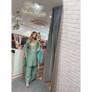 Bel ensemble de costume haut et bas pour femmes pour les fêtes Real Mirror Work pour un look époustouflant - Product Image 1