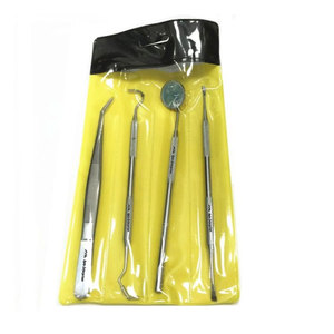 Ensemble d'instruments chirurgicaux dentaires 4 pièces en acier inoxydable, outils de diagnostic et d'examen, sonde dentaire et miroir buccal manuel - Product Image 1