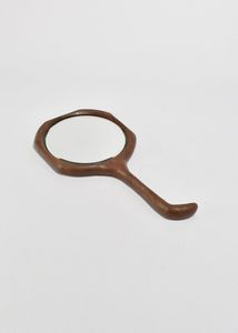 Miroir à main en bois, cadre finition naturelle, poignée lisse, outil de beauté pour le maquillage, le toilettage et les voyages - Product Image 4