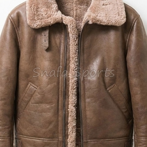 Custom Premium <b>Suede</b> Pilot Shearling Collar Winter Warm Windproof Outdoor Casual Bomber Style <b>Suede</b> Leather <b>Jacket</b> - Product Image 3