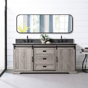 Meuble de salle de bain flottant moderne personnalisé JY Project pour hôtel, avec vasque simple/double, en panneau mélaminé, à poser au sol - Product Image 6