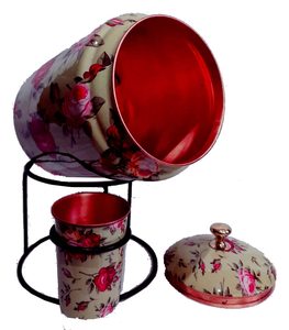 Distributeur d'eau à motif floral avec support et gobelet, fonctionnement manuel, réservoir de stockage d'eau froide pour la maison - Product Image 5