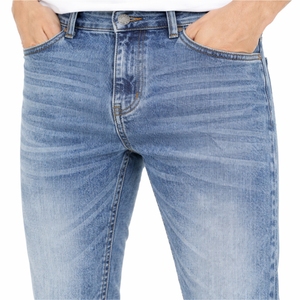 Jeans de Mezclilla Ajustados para Hombre, Color Azul Claro, Elásticos, Casuales, Cómodos, para Invierno, Uso Diario, Estilo Urbano, Etiqueta Personalizada - Product Image 5