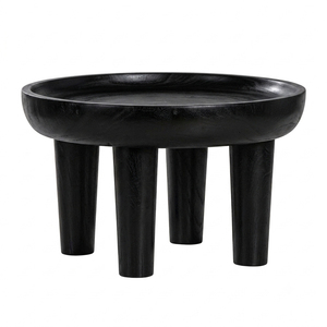 Wholesale Premium <b>Solid</b> Suar <b>Wood</b> Modern Organic Vessel Coffee Table Black Finish 4-Leg Sculpt Living Room Furniture - Product Image 1
